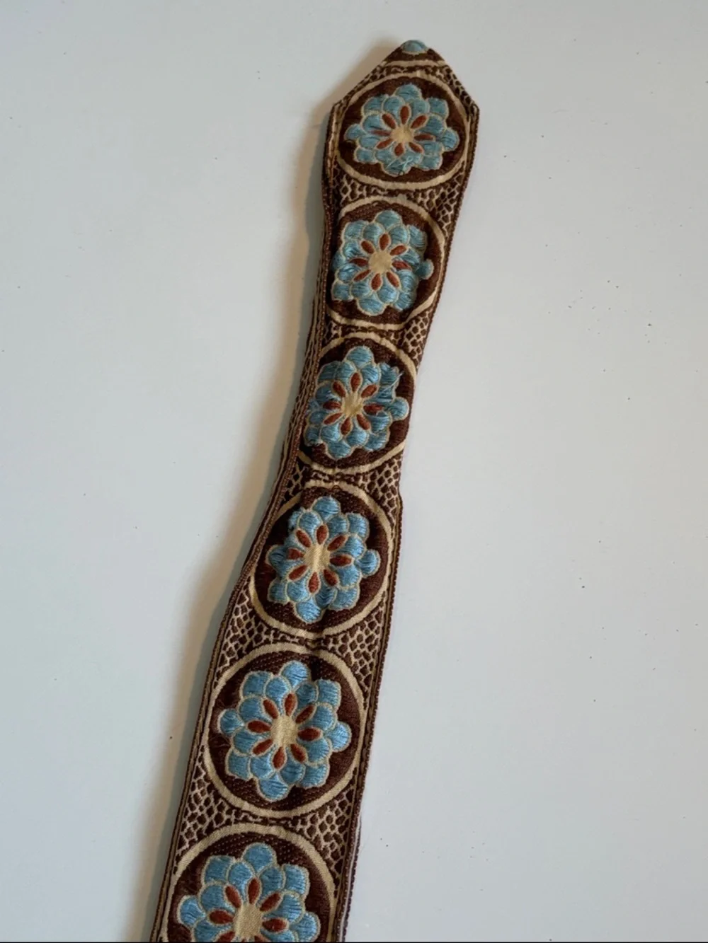 Hadley Pollet Embroidered Floral Belt - Pink Blue Flowers - Approx M/L